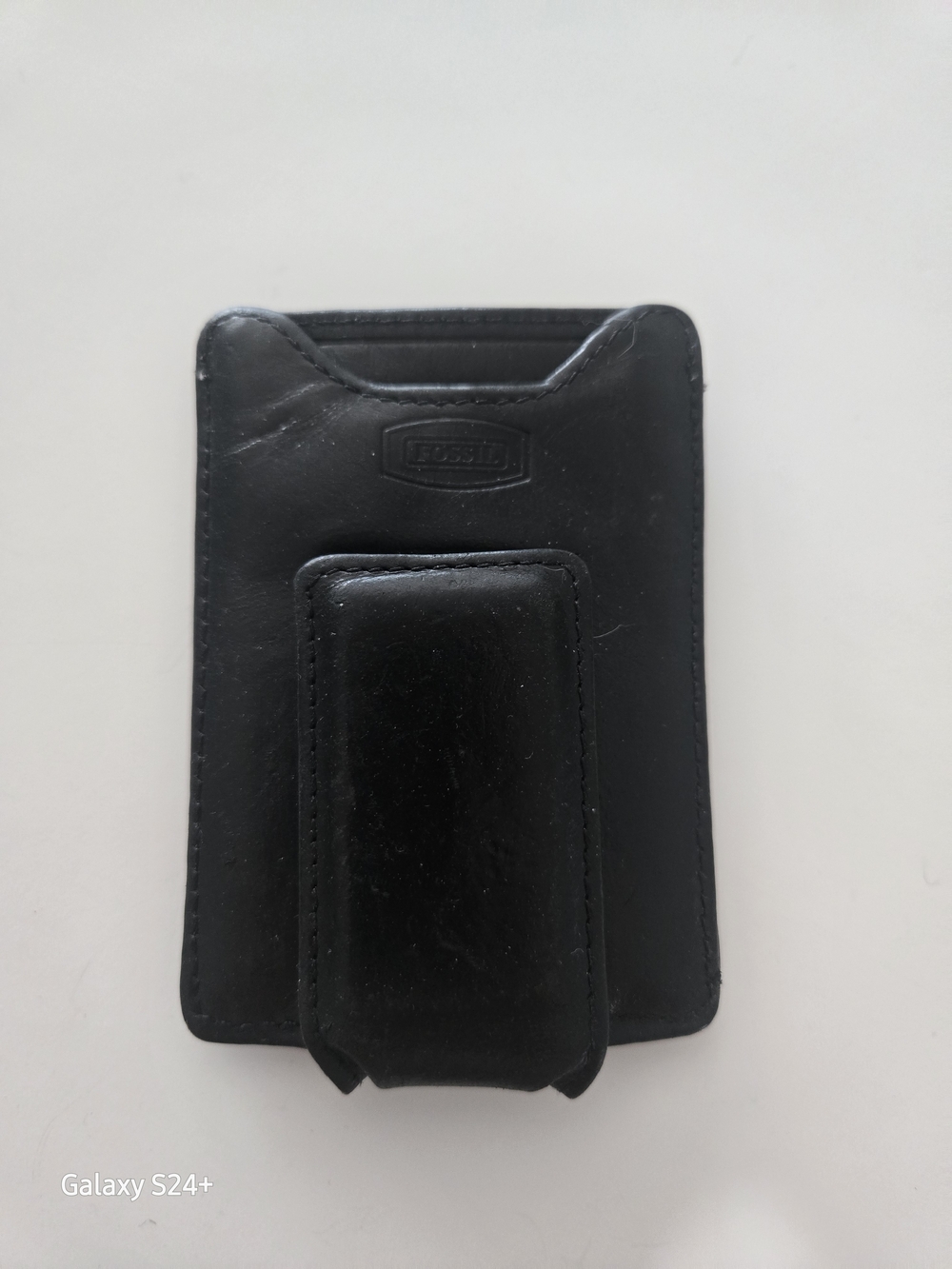 Fossil Black Leather Money Clip Card Holder